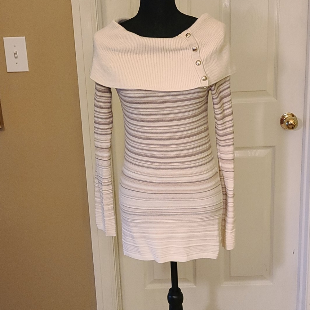 WHBM Tan Striped Sweater